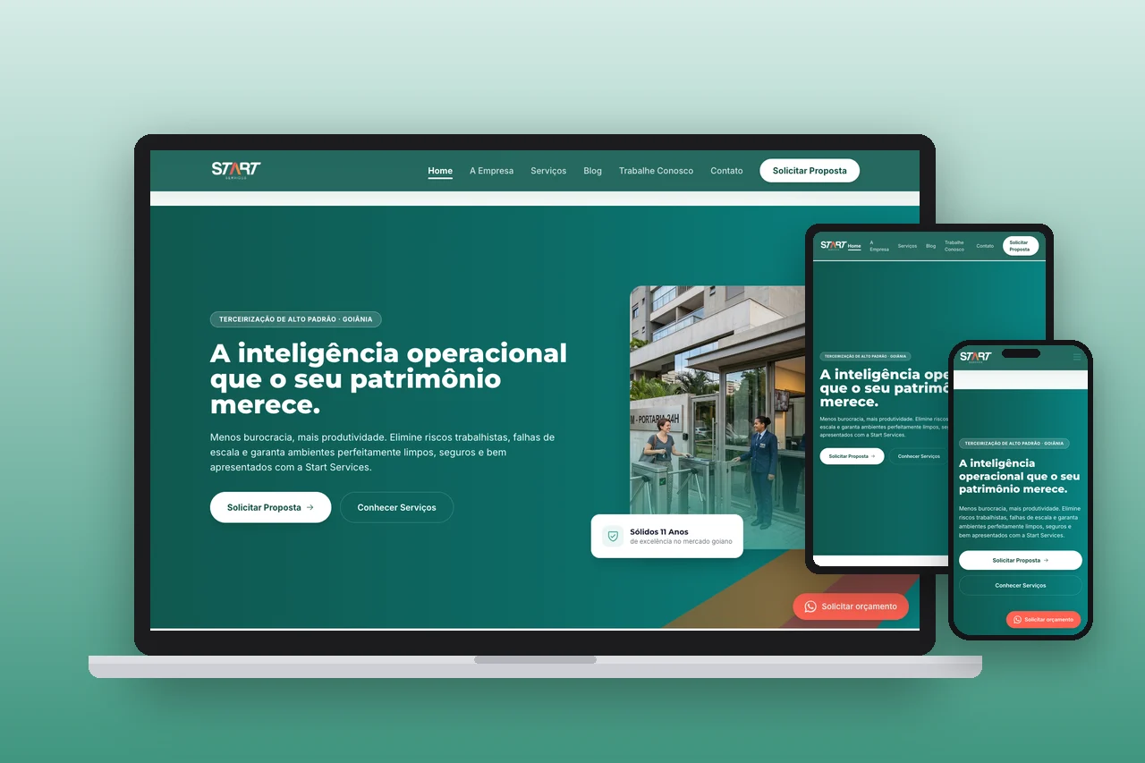 Start Services – website – versões para notebook, tablet e celular
