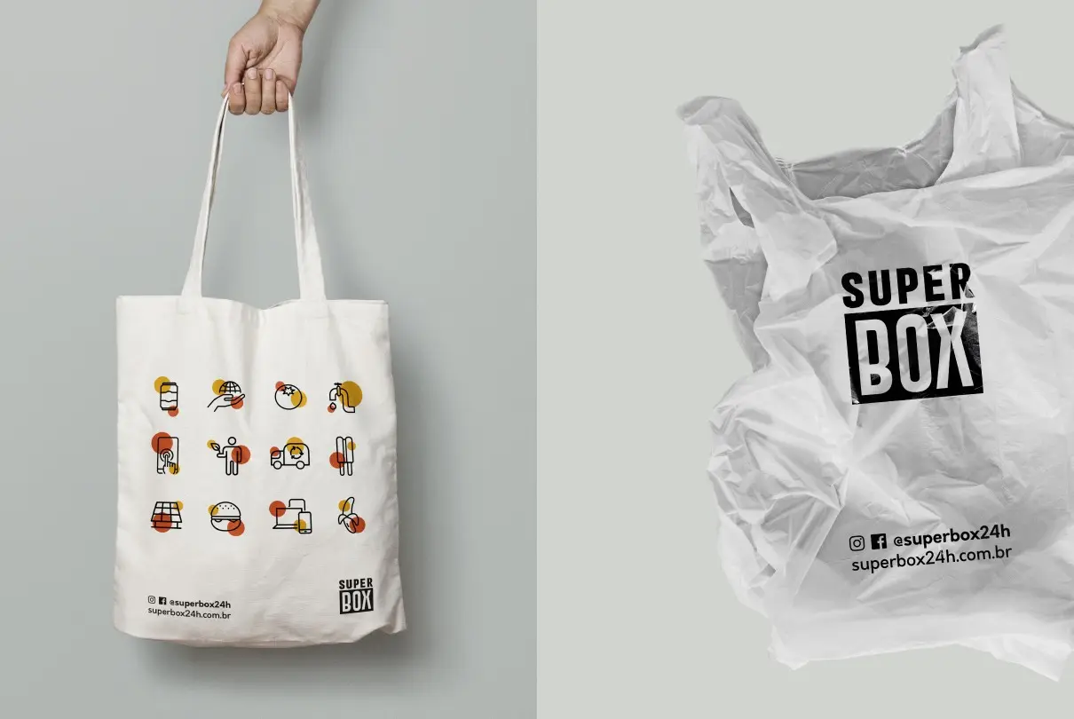 Ecobag e sacola plástica do Super Box