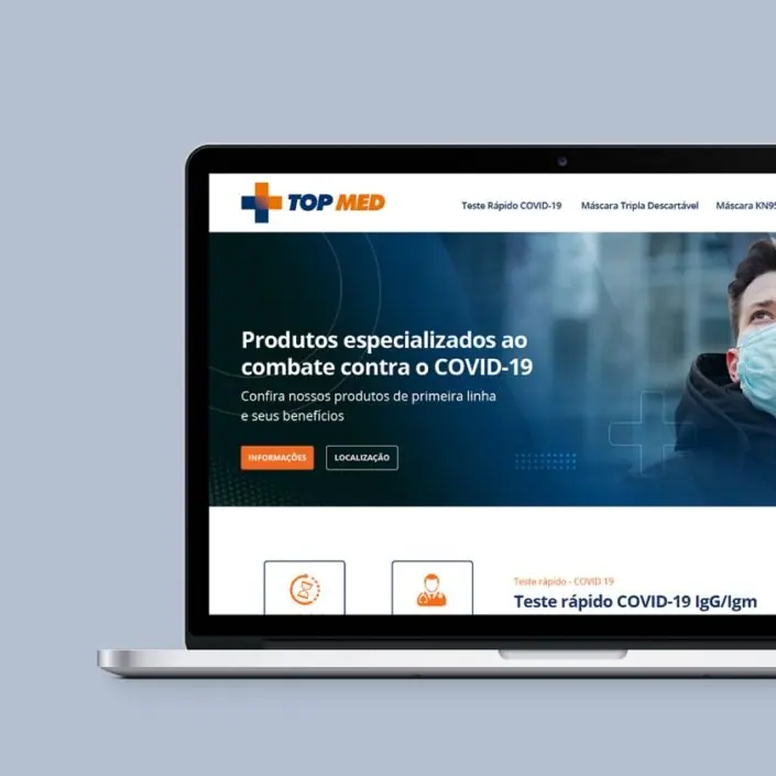 TOPMED Contra Covid-19 — projeto de Websites, UI/UX Design da Buffo Design