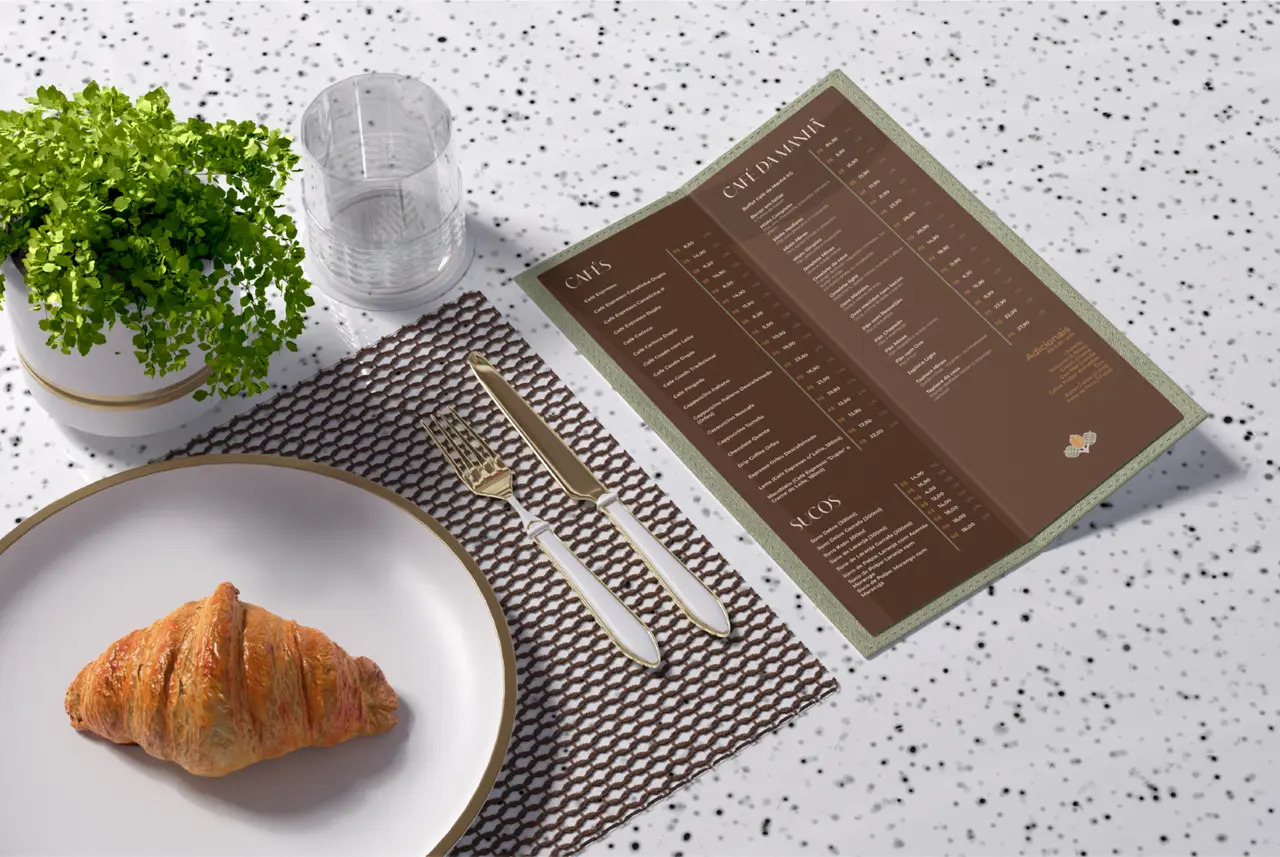 Tortello – jogo americano e cardápio na mesa