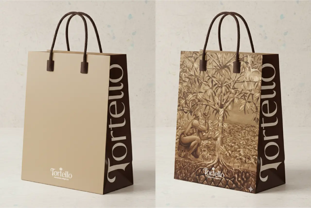 Tortello – sacolas de papel com estampa em relevo