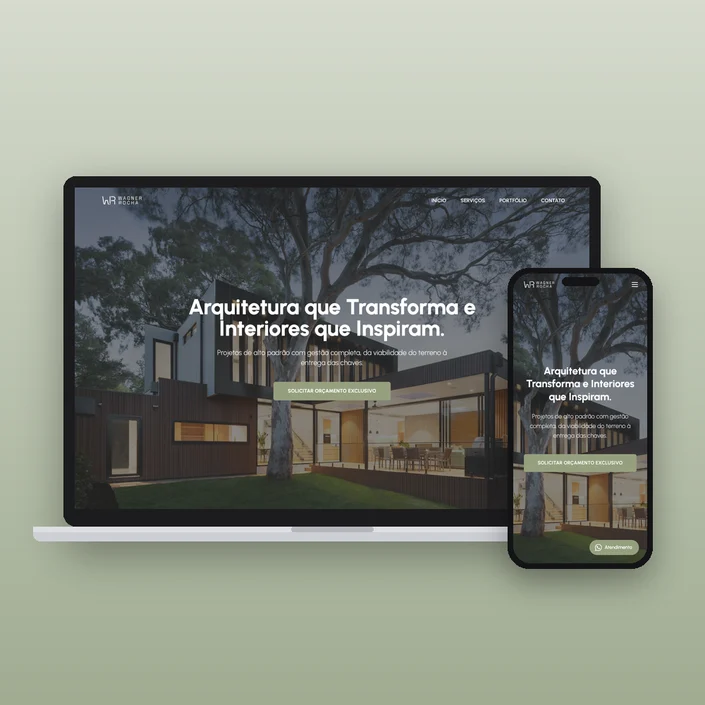 Wagner Rocha Arquitetura – Landing Page — projeto de Websites, UI/UX Design da Buffo Design